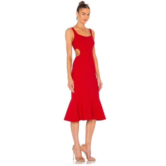 LIKELY Revolve red midi flare dress NWT - Picture 1 of 6